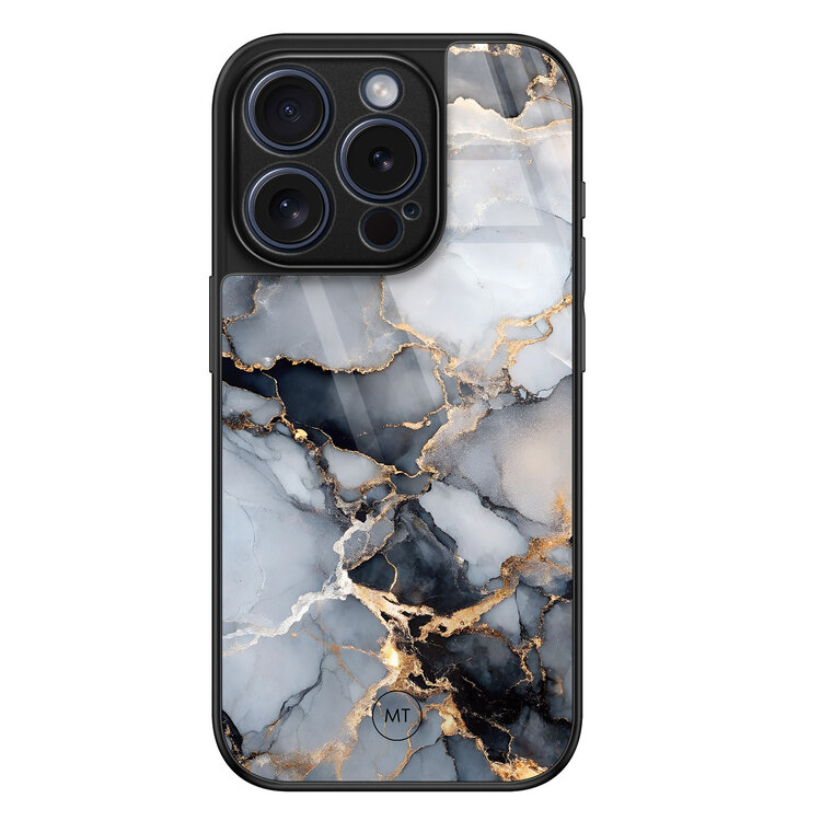Mooie Telefoonhoesjes iPhone 15 Pro hoesje glas - Marble mist