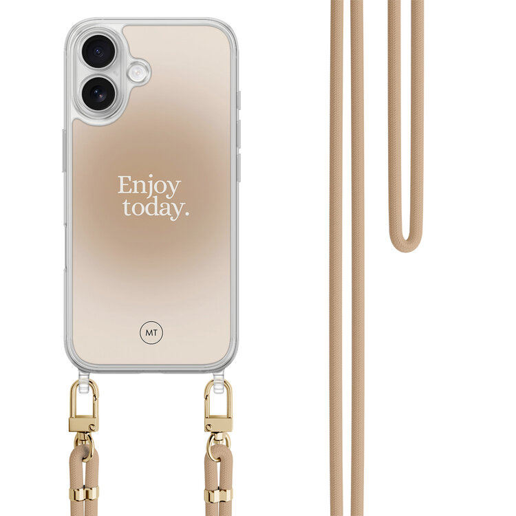 Mooie Telefoonhoesjes iPhone 16 hoesje met beige koord - Enjoy today
