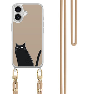 Mooie Telefoonhoesjes iPhone 16 hoesje met beige koord - Purrflectly
