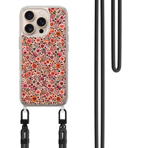 Mooie Telefoonhoesjes iPhone 16 Pro hoesje met zwart koord - Vintage floral