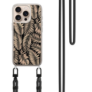 Mooie Telefoonhoesjes iPhone 16 Pro hoesje met zwart koord - Palm silhouette