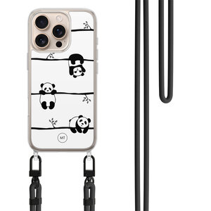 Mooie Telefoonhoesjes iPhone 16 Pro hoesje met zwart koord - Panda