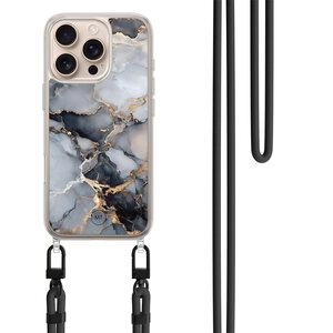 Mooie Telefoonhoesjes iPhone 16 Pro hoesje met zwart koord - Marble mist