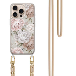 Mooie Telefoonhoesjes iPhone 16 Pro hoesje met beige koord - Klassieke bloemen