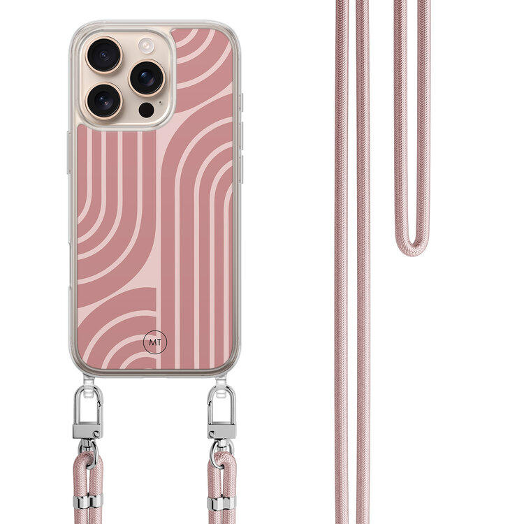 Mooie Telefoonhoesjes iPhone 16 Pro Max hoesje met rosegoud koord - Blush shapes