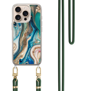 Mooie Telefoonhoesjes iPhone 16 Pro Max hoesje met groen koord - Magic marble