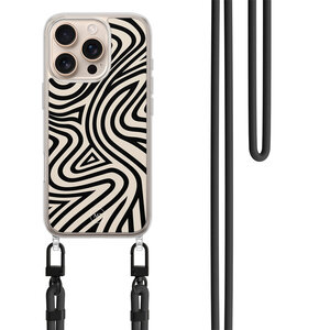 Mooie Telefoonhoesjes iPhone 16 Pro Max hoesje met zwart koord - Groovy lines