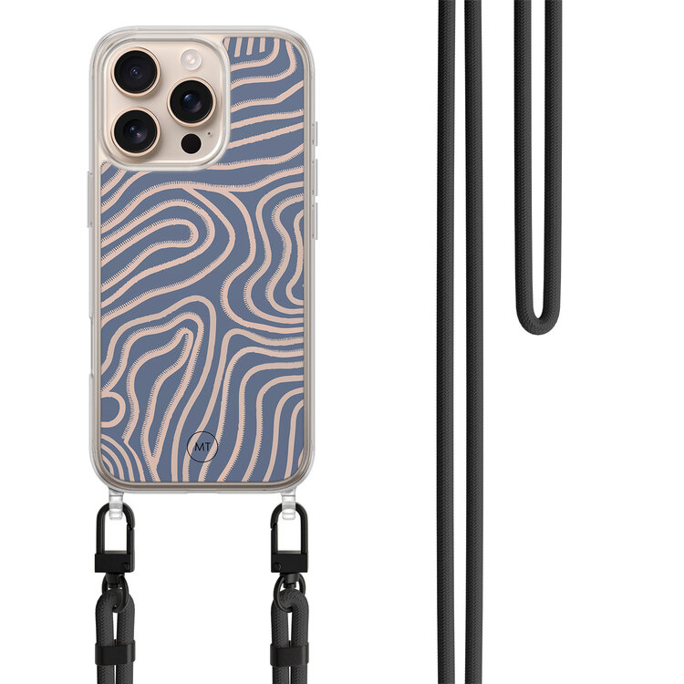 Mooie Telefoonhoesjes iPhone 16 Pro Max hoesje met zwart koord - Flowing lines