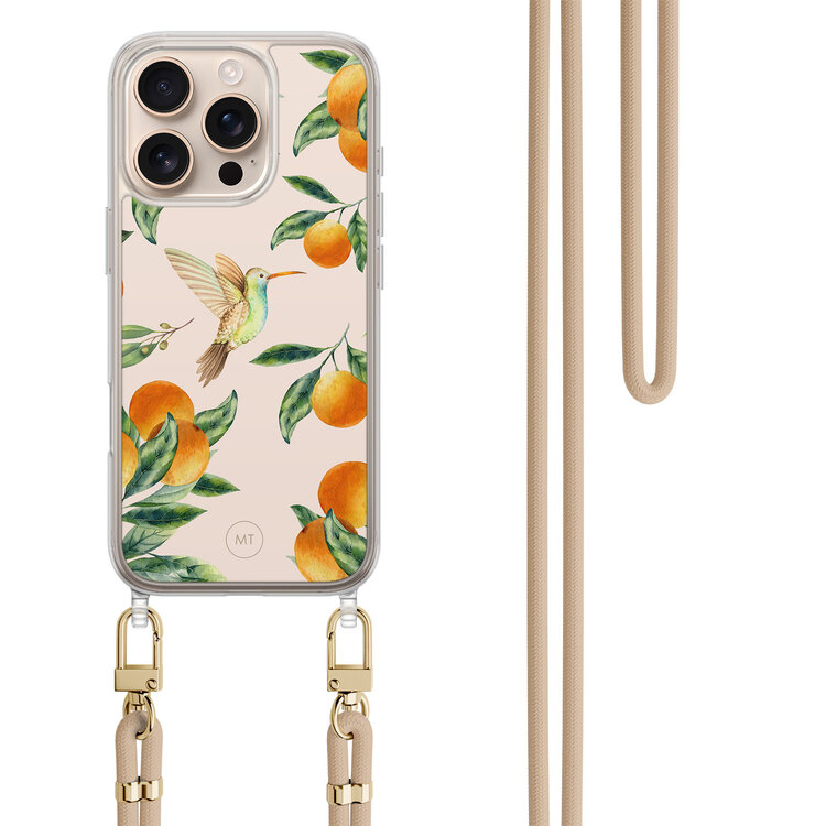 Mooie Telefoonhoesjes iPhone 16 Pro Max hoesje met beige koord - Tropical lemonade