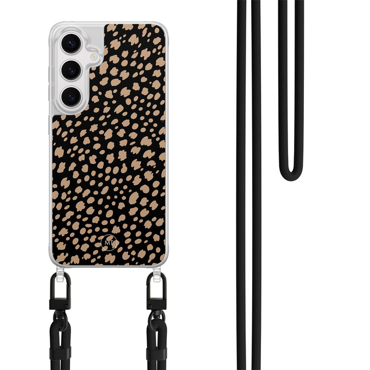 Mooie Telefoonhoesjes Samsung Galaxy S24 hoesje met zwart koord - Savannah spots