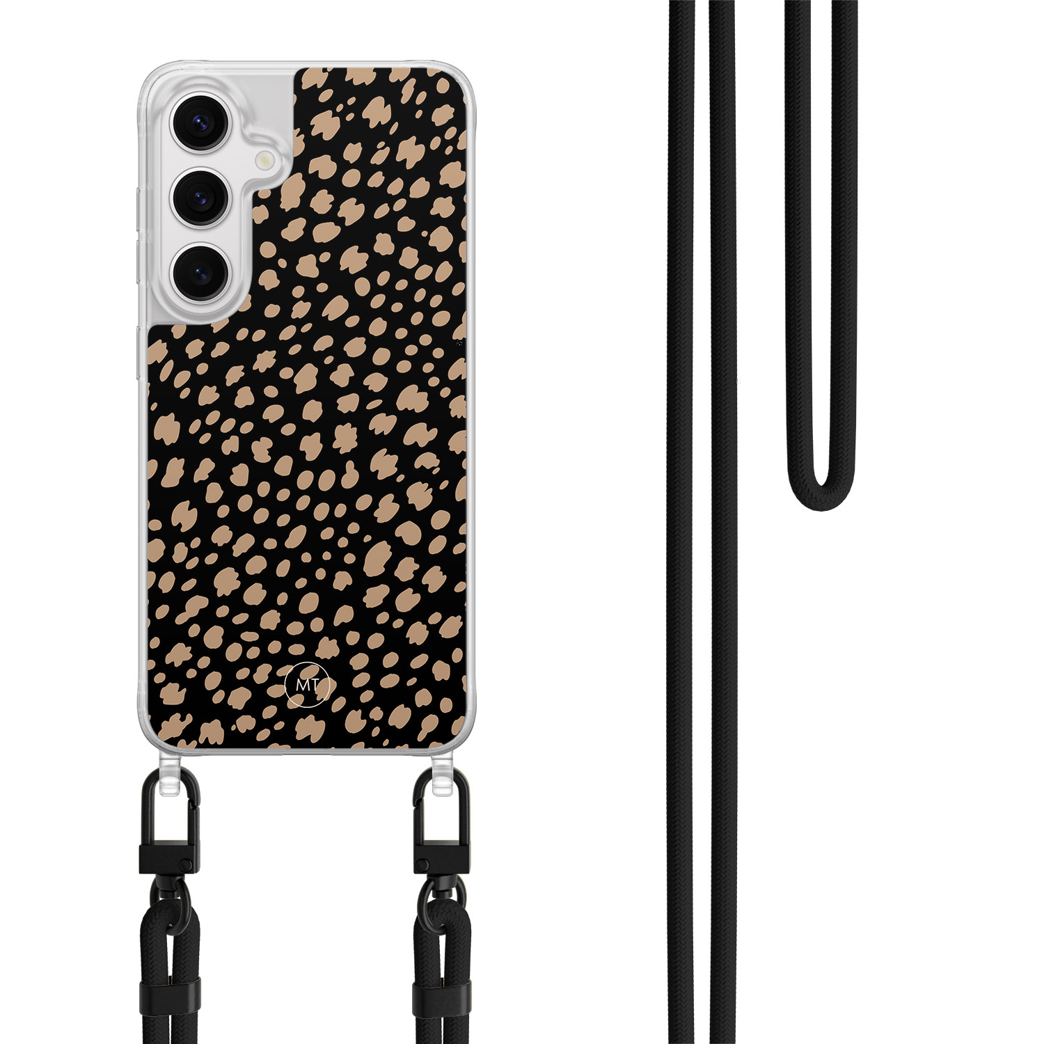 Mooie Telefoonhoesjes Samsung Galaxy S24 hoesje met zwart koord - Savannah spots
