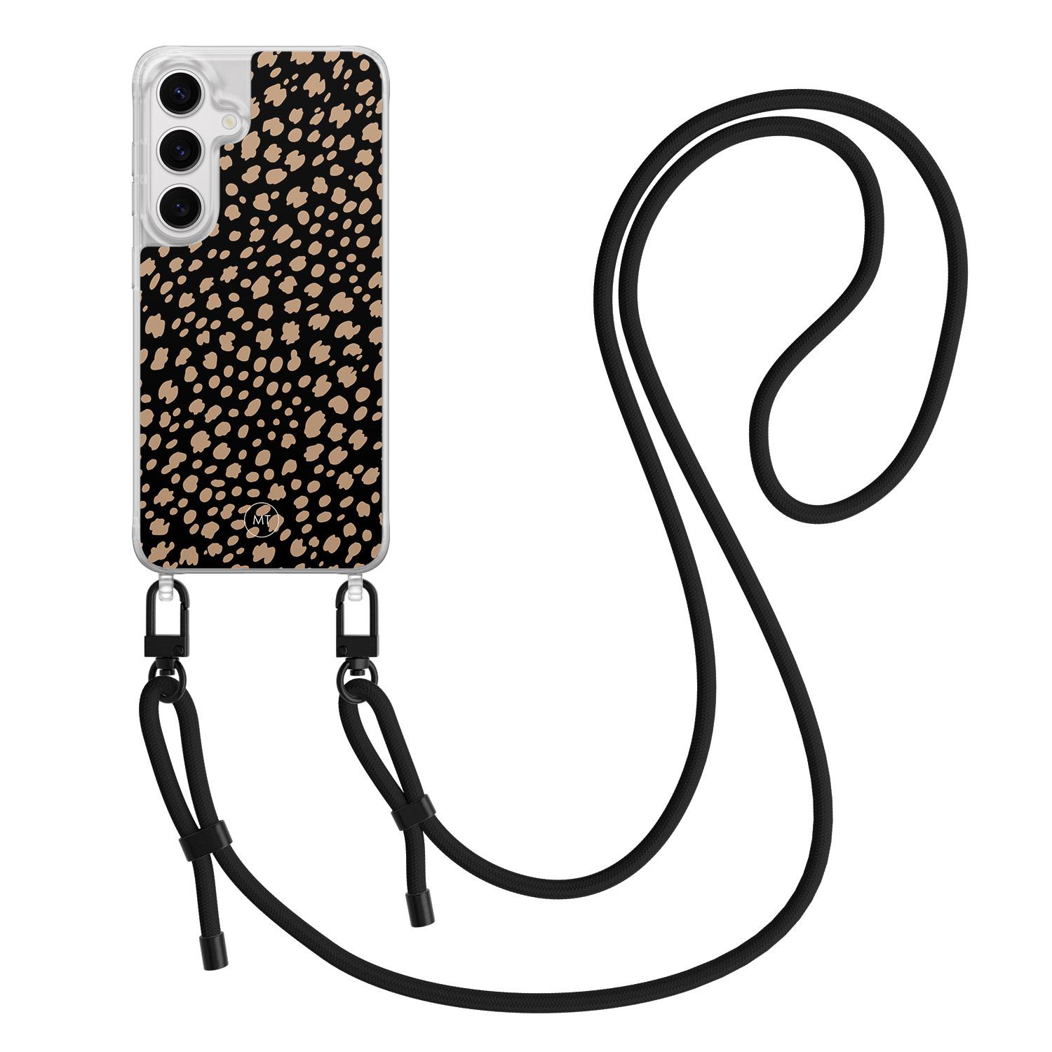 Mooie Telefoonhoesjes Samsung Galaxy S24 hoesje met zwart koord - Savannah spots