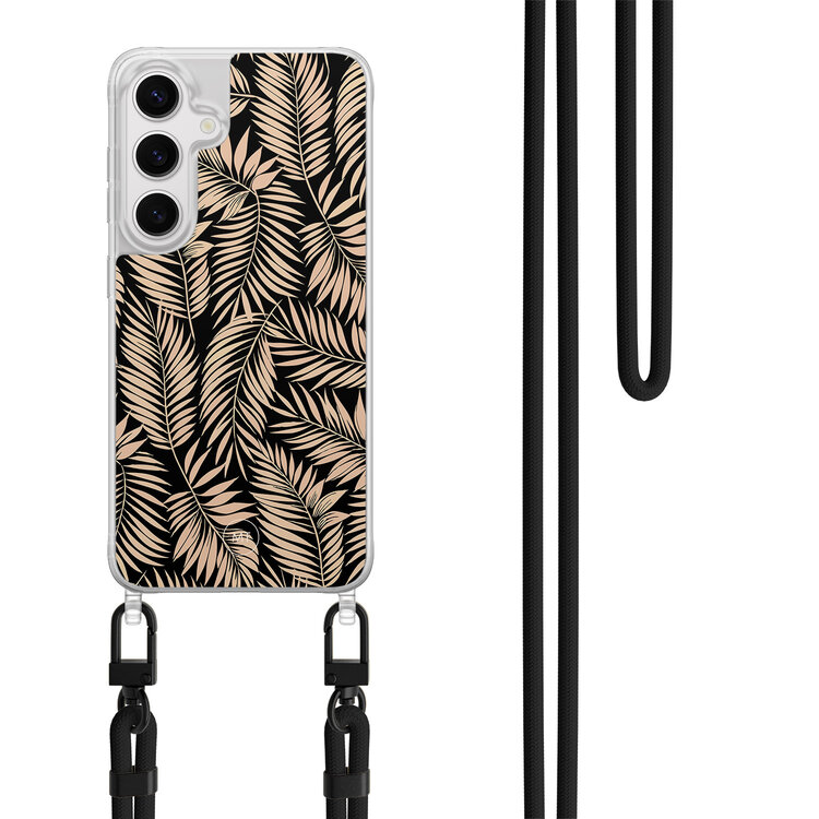 Mooie Telefoonhoesjes Samsung Galaxy S24 hoesje met zwart koord - Palm silhouette