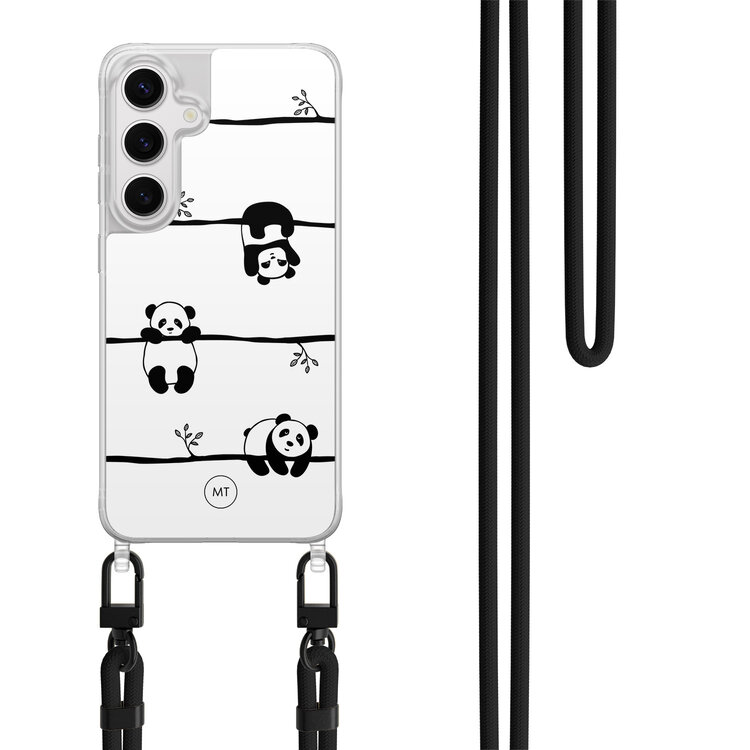 Mooie Telefoonhoesjes Samsung Galaxy S24 hoesje met zwart koord - Panda