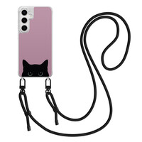 Mooie Telefoonhoesjes Samsung Galaxy S24 hoesje met zwart koord - Zwarte kat