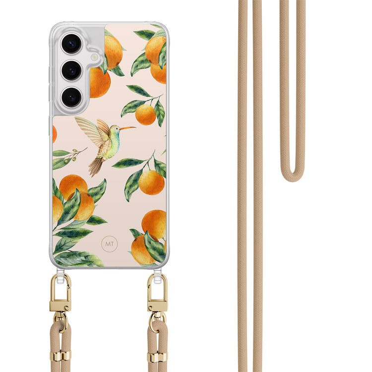 Mooie Telefoonhoesjes Samsung Galaxy S24 hoesje met beige koord - Tropical lemonade