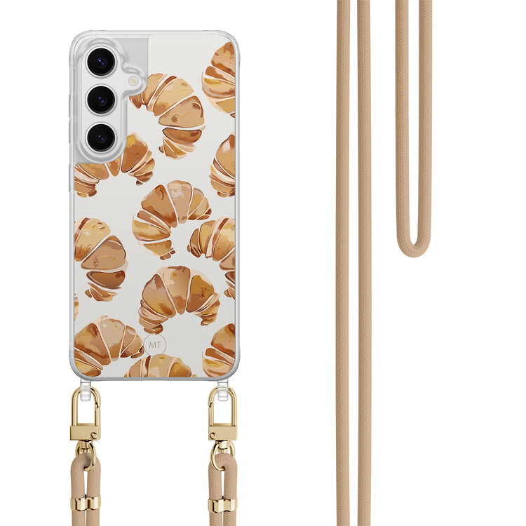 Mooie Telefoonhoesjes Samsung Galaxy S24 hoesje met beige koord - Croissant