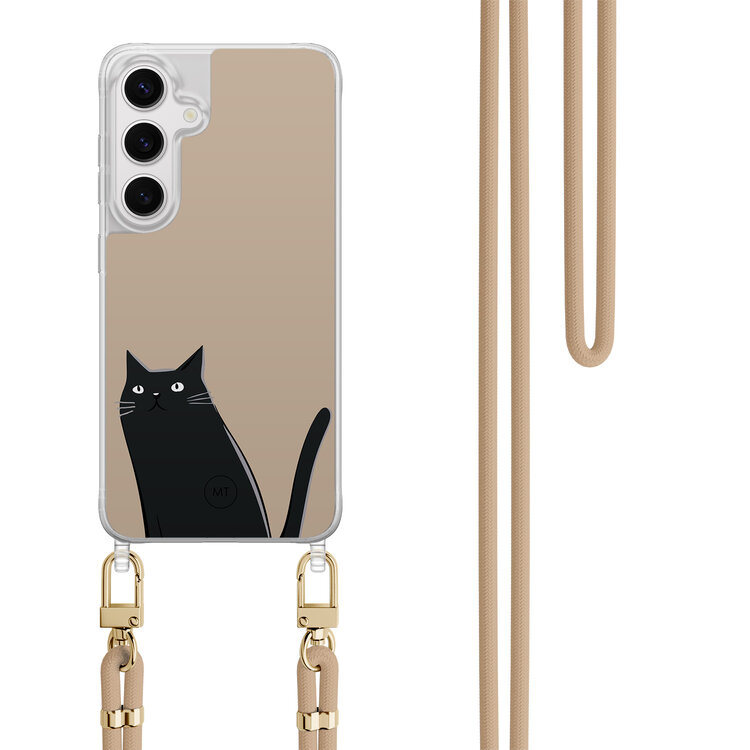 Mooie Telefoonhoesjes Samsung Galaxy S24 hoesje met beige koord - Purrflectly