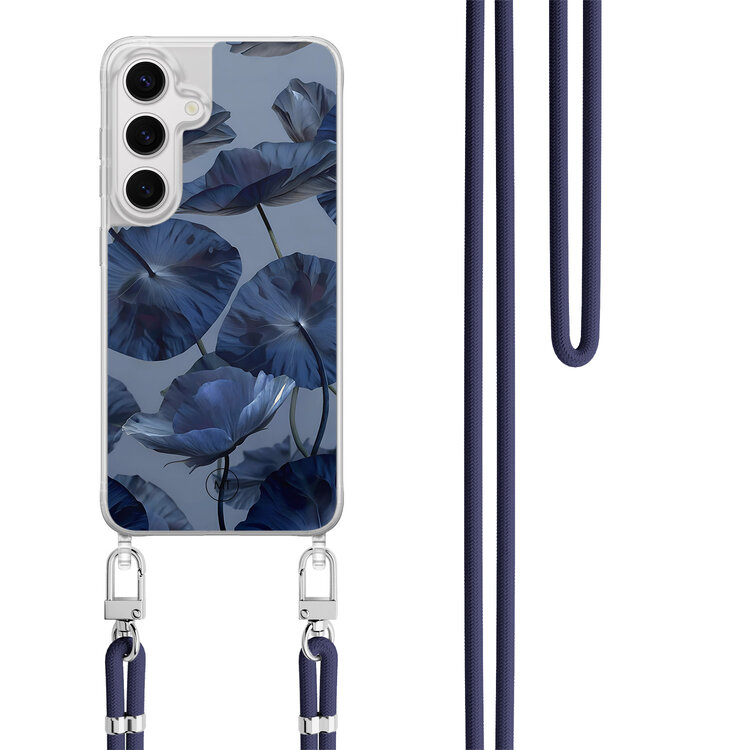 Mooie Telefoonhoesjes Samsung Galaxy S24 hoesje met donkerblauw koord - Dusky blooms