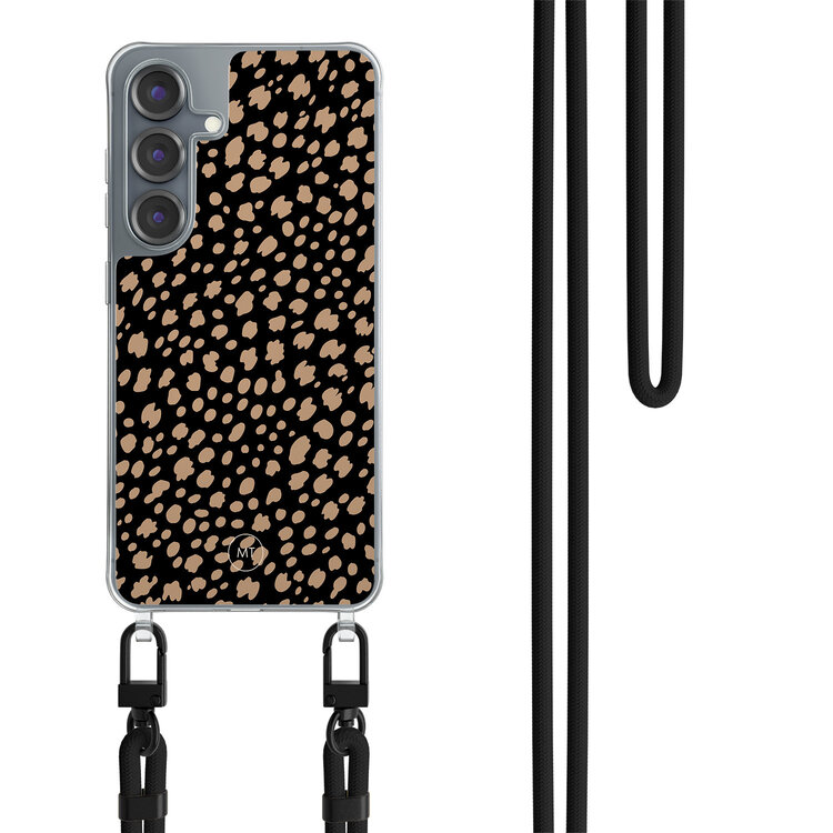 Mooie Telefoonhoesjes Samsung Galaxy S25 hoesje met zwart koord - Savannah spots