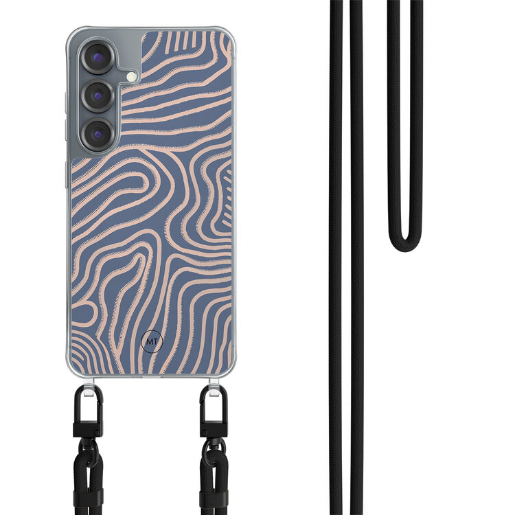 Mooie Telefoonhoesjes Samsung Galaxy S25 hoesje met zwart koord - Flowing lines