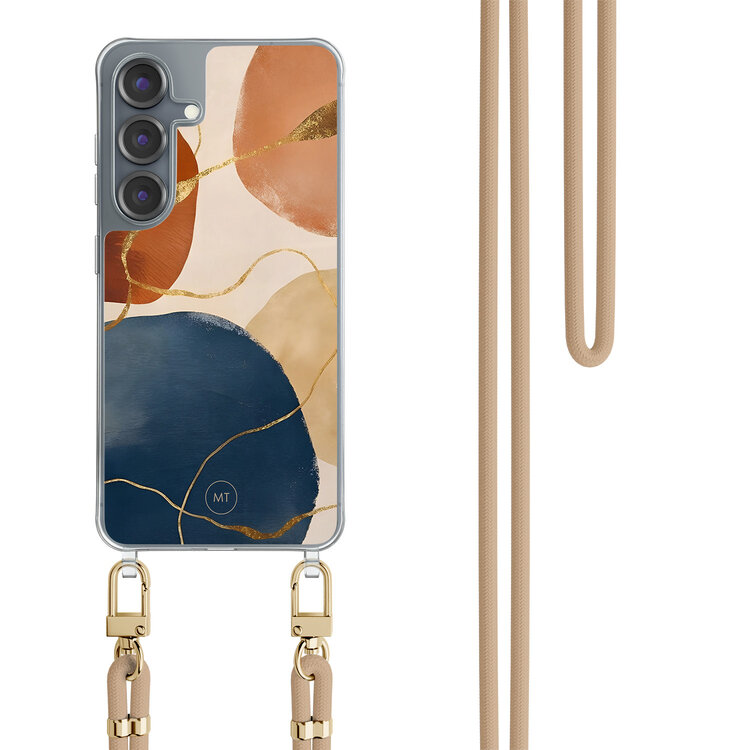 Mooie Telefoonhoesjes Samsung Galaxy S25 hoesje met beige koord - Abstract harmony