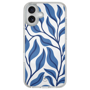 Mooie Telefoonhoesjes iPhone 16 hybride hoesje - Blue leaves