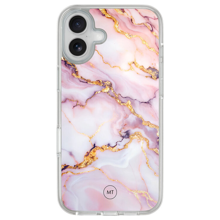 Mooie Telefoonhoesjes iPhone 16 hybride hoesje - Marble pink