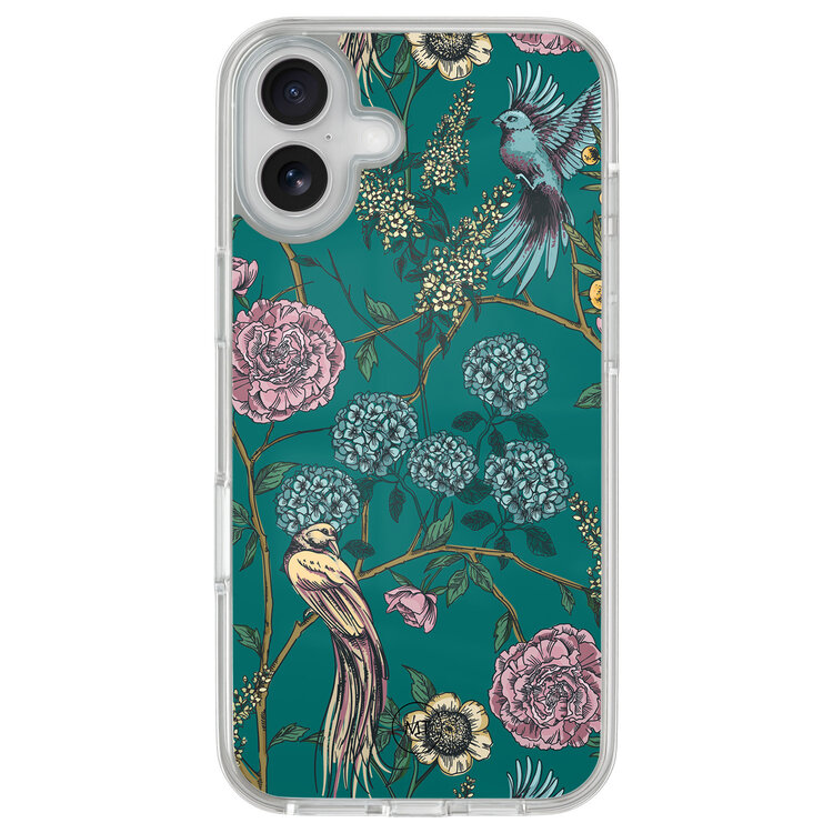 Mooie Telefoonhoesjes iPhone 16 hybride hoesje - Bloomy birds