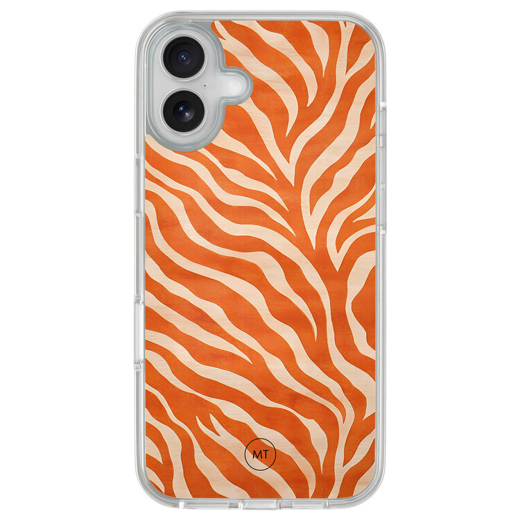 Mooie Telefoonhoesjes iPhone 16 hybride hoesje - Zebra oranje