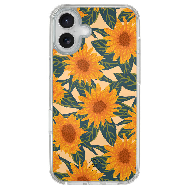 Mooie Telefoonhoesjes iPhone 16 hybride hoesje - Zonnebloemen