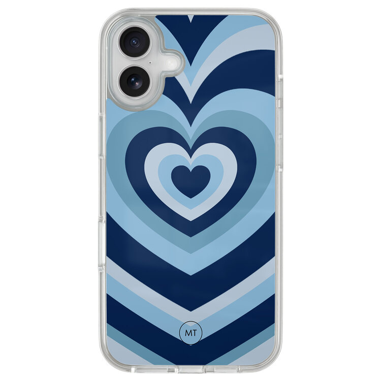 Mooie Telefoonhoesjes iPhone 16 hybride hoesje - Hart blauw