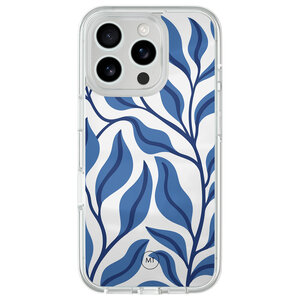 Mooie Telefoonhoesjes iPhone 16 Pro hybride hoesje - Blue leaves