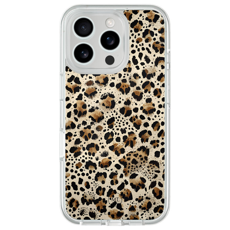 Mooie Telefoonhoesjes iPhone 16 Pro hybride hoesje - Wild leopard
