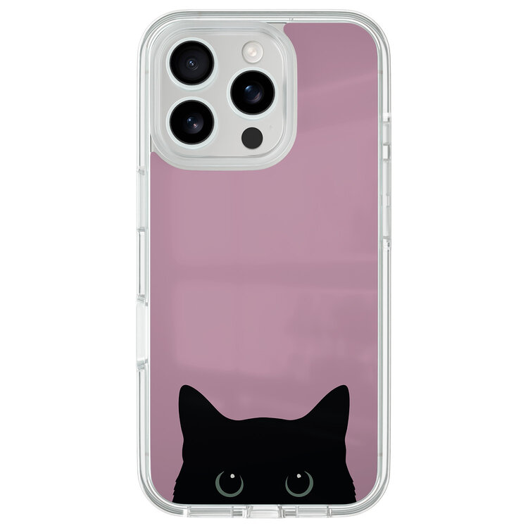 Mooie Telefoonhoesjes iPhone 16 Pro hybride hoesje - Zwarte kat