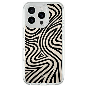 Mooie Telefoonhoesjes iPhone 16 Pro hybride hoesje - Groovy lines