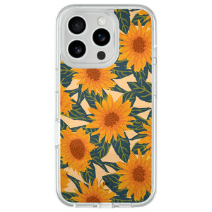 Mooie Telefoonhoesjes iPhone 16 Pro hybride hoesje - Zonnebloemen