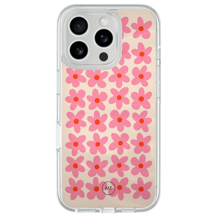 Mooie Telefoonhoesjes iPhone 16 Pro hybride hoesje - Retro blooms