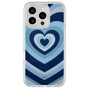 Mooie Telefoonhoesjes iPhone 16 Pro hybride hoesje - Hart blauw