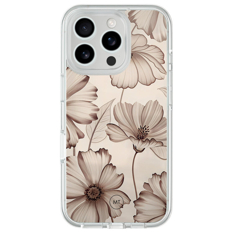 Mooie Telefoonhoesjes iPhone 16 Pro hybride hoesje - Sand flowers