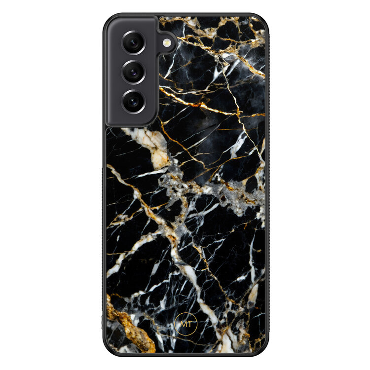 Mooie Telefoonhoesjes Samsung Galaxy S21 FE hoesje - Black marble elegance