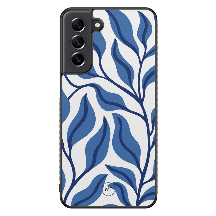 Mooie Telefoonhoesjes Samsung Galaxy S21 FE hoesje - Blue leaves