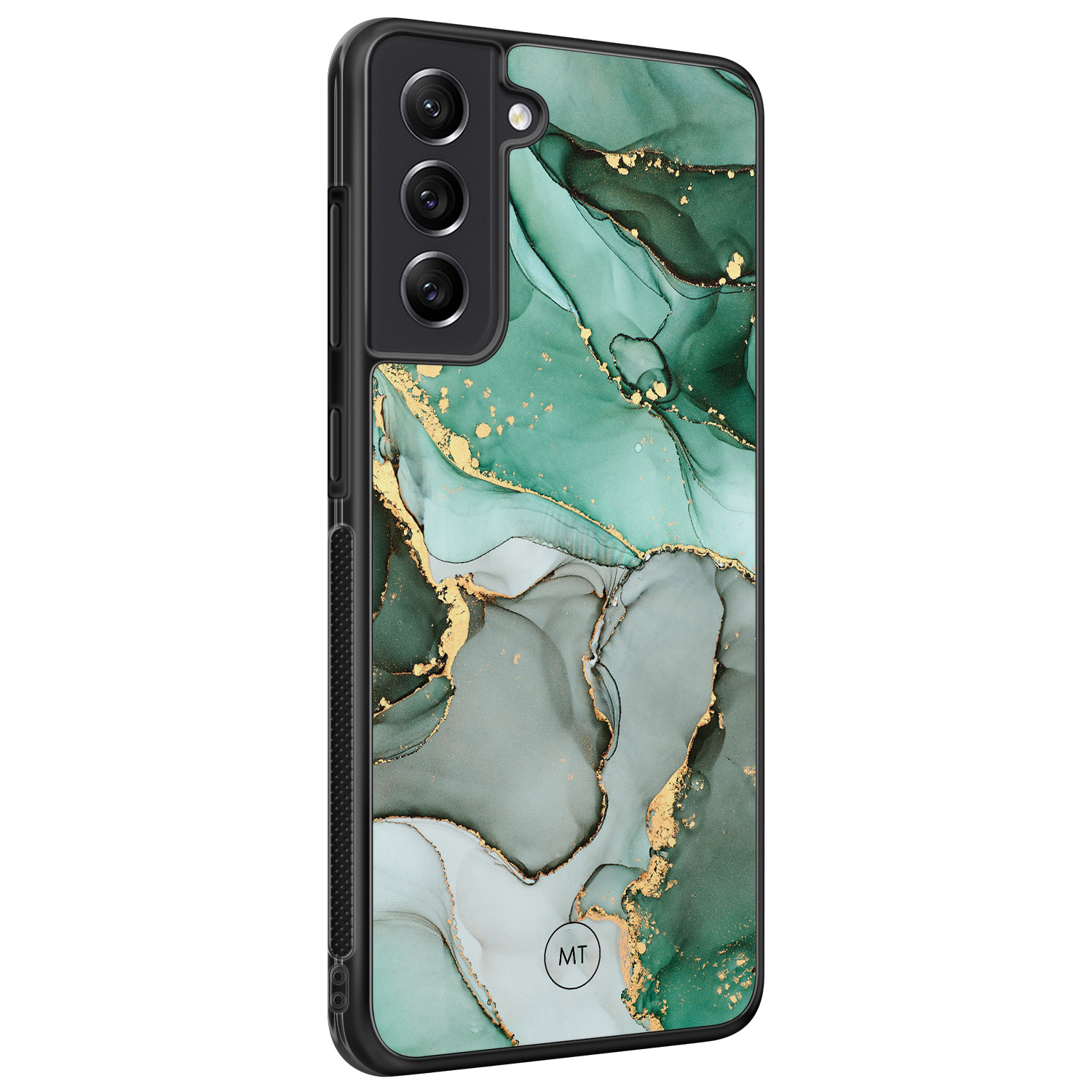 Mooie Telefoonhoesjes Samsung Galaxy S21 FE hoesje - Groen grijs marmer