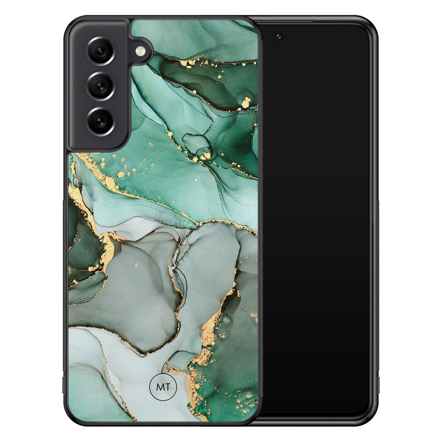 Mooie Telefoonhoesjes Samsung Galaxy S21 FE hoesje - Groen grijs marmer