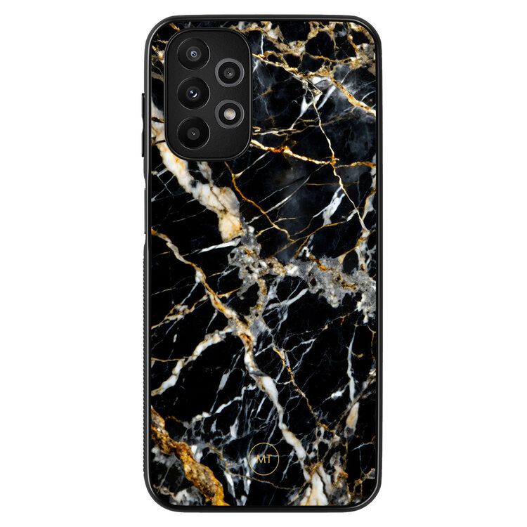 Mooie Telefoonhoesjes Samsung Galaxy A13 4G hoesje - Black marble elegance
