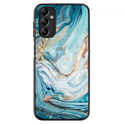 Mooie Telefoonhoesjes Samsung Galaxy A14 5G hoesje - Marmer blauw goud