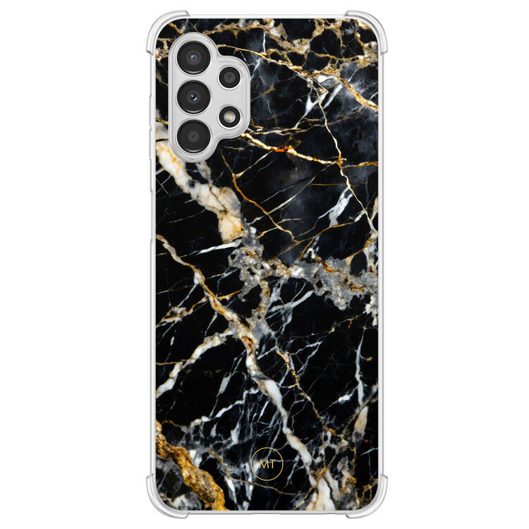 Mooie Telefoonhoesjes Samsung Galaxy A13 4G shockproof hoesje - Black marble elegance