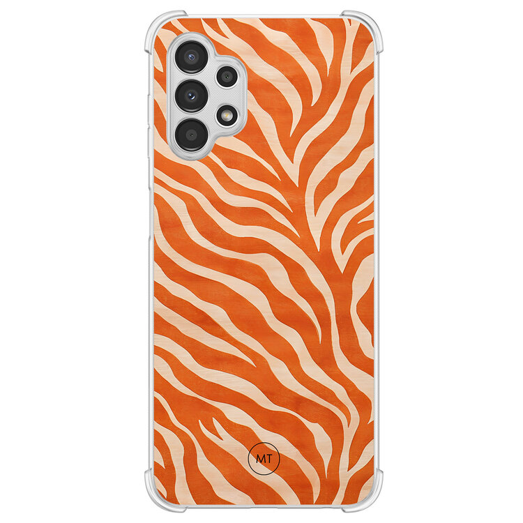 Mooie Telefoonhoesjes Samsung Galaxy A13 4G shockproof hoesje - Zebra oranje