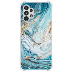 Mooie Telefoonhoesjes Samsung Galaxy A13 4G shockproof hoesje - Marmer blauw goud