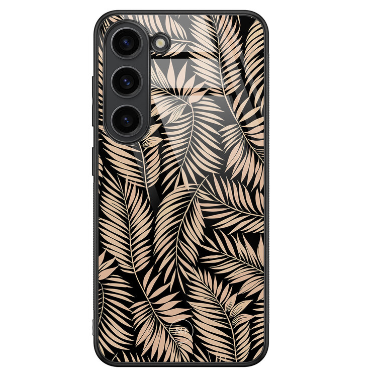 Mooie Telefoonhoesjes Samsung Galaxy S23 hoesje glas - Palm silhouette